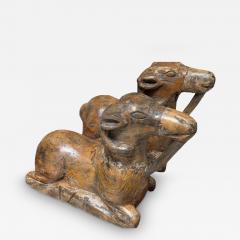 Pair of Antique 18th C Goat Ram Egyptian Sculptures - 4393010