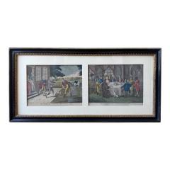 Pair of Antique 18th C Prodigal Son Engraving Prints Framed - 4549777