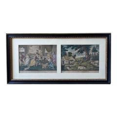 Pair of Antique 18th C Prodigal Son Returns Engraving Prints Framed - 4549780