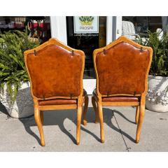 Pair of Antique 18th C Side Chairs With Distressed Leather Seats - 3302865
