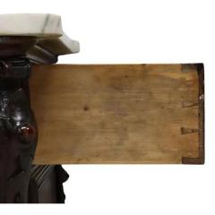 Pair of Antique 19c Italian Marble Top Walnut Nightstand Bedside Cabinets - 3406352