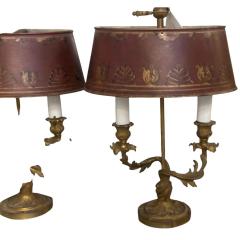 Pair of Antique 19c Louis XV Style Gilt Bronze Bouillotte Lamps - 4150549
