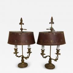 Pair of Antique 19c Louis XV Style Gilt Bronze Bouillotte Lamps - 4151893