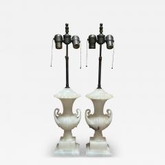 Pair of Antique Alabaster Neoclassical Urn Table Lamps - 4101588