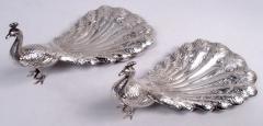 Pair of Antique American Edwardian Sterling Silver Peacocks - 4126090
