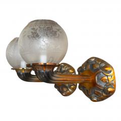 Pair of Antique Art Deco Silver on Bronze Wall Light Sconces - 4612573