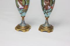 Pair of Antique Art Nouveau Enamels Vases 1900 France - 2113837