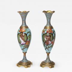 Pair of Antique Art Nouveau Enamels Vases 1900 France - 2116397