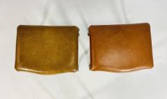Pair of Antique Benches With leather Upholstery Giltwood Frames France 1900s - 4128729