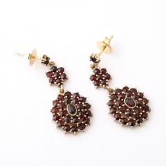Pair of Antique Bohemian Garnet Earrings in Silvered Gilt Settings - 4403709