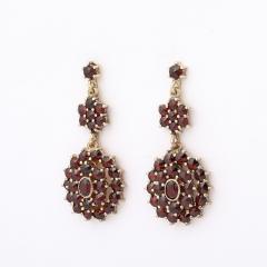 Pair of Antique Bohemian Garnet Earrings in Silvered Gilt Settings - 4403712