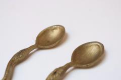 Pair of Antique Brass Snake Form Serpentine Demitasse Spoons - 4308362