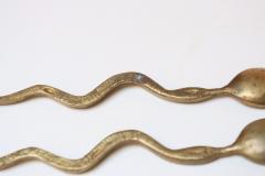 Pair of Antique Brass Snake Form Serpentine Demitasse Spoons - 4308364