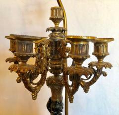 Pair of Antique Bronze Cherub Candelabras on Marble Vases with Custom Shades - 2998249