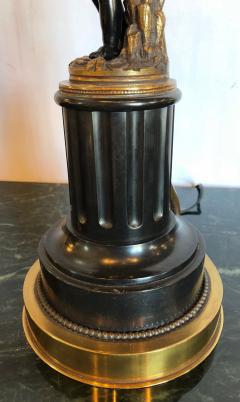 Pair of Antique Bronze Cherub Candelabras on Marble Vases with Custom Shades - 2998253