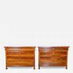 Pair of Antique Charles X Chests Of Drawers In Walnut Italy 19th - 4148603