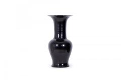 Pair of Antique Chinese Black Glazed Phoenix Tail Form Porcelain Vases - 4199784