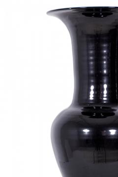 Pair of Antique Chinese Black Glazed Phoenix Tail Form Porcelain Vases - 4199785