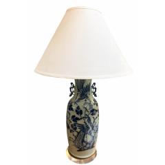 Pair of Antique Chinese Celadon Blue White Pottery Vases Now Designer Lamps - 4481536