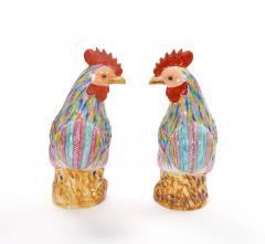 Pair of Antique Chinese Export Porcelain Roosters - 4793643