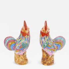Pair of Antique Chinese Export Porcelain Roosters - 4796255
