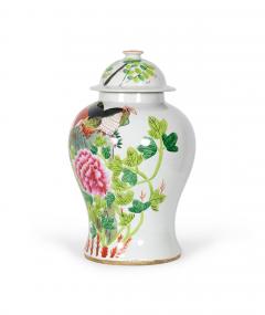 Pair of Antique Chinese Floral and Bird Patterned Porcelain Lidded Ginger Jars - 4199640
