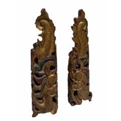 Pair of Antique Chinese Giltwood Architectural Temple Fragments - 4512843