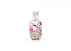 Pair of Antique Chinese Peacock and Floral Patterned Porcelain Rouleau Vases - 4199661