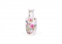 Pair of Antique Chinese Peacock and Floral Patterned Porcelain Rouleau Vases - 4199662