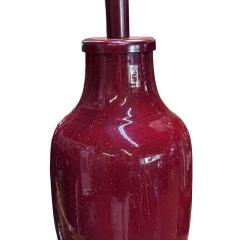 Pair of Antique Chinese Pigeon Blood Red Pottery Lamps - 4290189