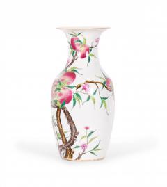 Pair of Antique Chinese Urn Shaped Flowering Fruit Tree Design Porcelain Vases - 4199648