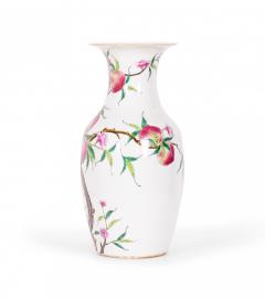 Pair of Antique Chinese Urn Shaped Flowering Fruit Tree Design Porcelain Vases - 4199649