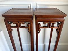 Pair of Antique Chinese Wood Stands Pedestal Tables - 2361209