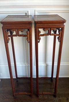 Pair of Antique Chinese Wood Stands Pedestal Tables - 2361219