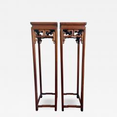 Pair of Antique Chinese Wood Stands Pedestal Tables - 2362881