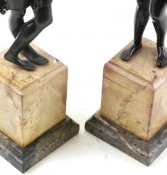 Pair of Antique Classical Bronze Sculptures on Italian Marble Bases Grand Tour  - 640729