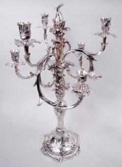 Pair of Antique Danish Rococo Sterling Silver 7 Light Candelabra 1914 - 4032779