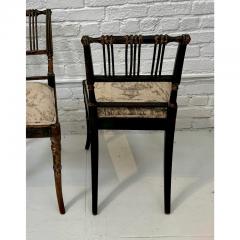 Pair of Antique Directoire Style Black White Toile Chairs - 3126169