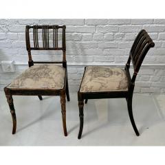 Pair of Antique Directoire Style Black White Toile Chairs - 3126172