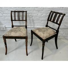 Pair of Antique Directoire Style Black White Toile Chairs - 3126176