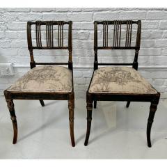 Pair of Antique Directoire Style Black White Toile Chairs - 3126182