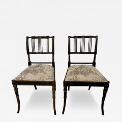 Pair of Antique Directoire Style Black White Toile Chairs - 3130704