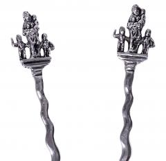 Pair of Antique Dutch Silver figural Spoons C 1890 - 3221684