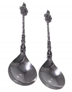 Pair of Antique Dutch Silver figural Spoons C 1890 - 3221686