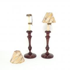 Pair of Antique English Candlesticks in Carved Wood - 3489417