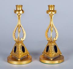 Pair of Antique English Gilded Bronze Candlesticks - 1247284