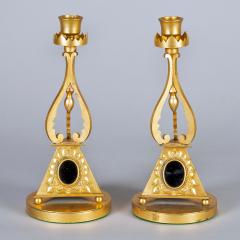 Pair of Antique English Gilded Bronze Candlesticks - 1247285