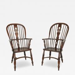 Pair of Antique English Oak Windsor Chairs 19th century - 4159285