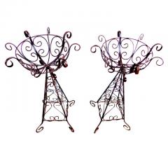 Pair of Antique European Wire Planters - 2576119