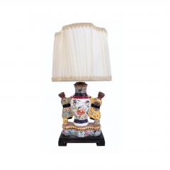 Pair of Antique Famille Rose Chinese Pottery Figural Designer Table Lamps - 4690235